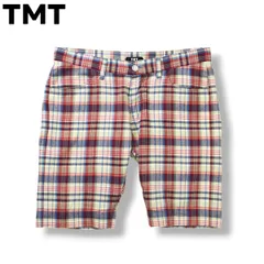 【美品】 日本製 ティーエムティー TMT コットン ショート パンツ ショーツ ジップアップ ロゴ入り M チェック柄 マルチカラー 多色使い アメリカン カジュアル ストリート ウェア メンズのサムネイル