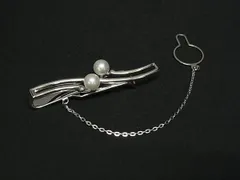 ■美品■ TASAKI タサキ 本真珠 アコヤ真珠 パール 約6mm SV925 ネクタイピン タイクリップ アクセサリー シルバー系 DI7237