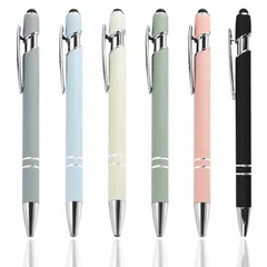 LIANHATA 6本セット タッチペン ボールペン付き 2 in 1 多機能ボールペン 黒インク スタイラスペン 軽量 使いやすい (タッチペン6色B)