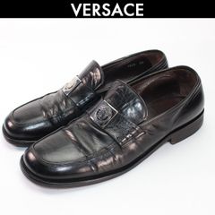 VERSACE ヴェルサーチェ メデューサ ロゴ ローファー レザーシューズ メンズ ブラック 中古 サイズ 6 1/2 コンディションC