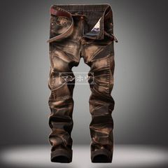 ジーンズ メンズ デニムパンツ 細身 アメカジ お兄系 カジュアル ジーパン スリム かっこよく 個性的 欧米風 ボトムス 春秋 伸縮 無地 脚長