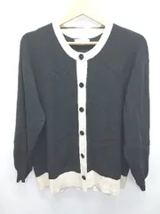 ◇ ⊇ GLOBAL WORK グローバルワーク バイカラー 長袖 ニット カーディガン サイズM ブラック レディース E  【1505290022446】