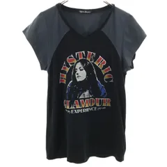 HYSTERIC GLAMOUR ヒステリックグラマー 半袖 日本製 Vネック Tシャツ F ブラック系 レディース 古着