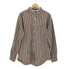 トミーヒルフィガー TOMMY HILFIGER 90S ワンポイント 刺繍 シアサッカー チェックシャツ メンズ import：XL 