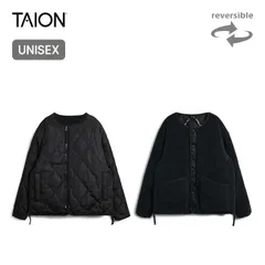 【新品】TAION タイオン ミリタリーリバーシブルクルーネックダウンジャケット ユニセックス TAION-R104BML-1 ブラック×ブラック