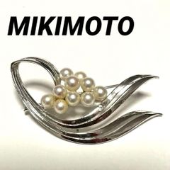 極美品✨MIKIMOTO ミキモト パール ブローチ リーフ 葉 フラワー