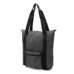 折り畳みトートバッグ【コンパクトトート】ポケッタブル　キャリーオン　軽量 便利 トラベル 旅行　買い物　ブラック　黒