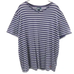 Polo by Ralph Lauren ポロバイラルフローレン ボーダー 半袖 Vネック Tシャツ XL ネイビー系 シングルステッチ メンズ 古着