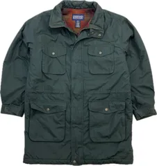 90s ☆ LANDS END ランズエンド 中綿 グリーン ジャケット アウトドア コート レギュラー M 秋冬 オールド アメカジ ストリート■BG241