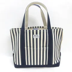H■オーシバル/ORCIVAL ストライプ柄 キャンバストートバッグ ハンドバッグ 紺白 BAG■LADIES■28【中古】