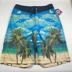 【新品】Hurley サーフパンツ 水着 34 ブルー 海・リゾート・アウトドア対応【M58】
