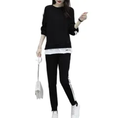 [RED RAY] [レッドレイ] セットアップ ジャージ 上下セット パーカー レディース スポーツ ルーム ウェア 長袖 (JP, アルファベット, 2XL, ブラック) [ブラック] [2XL]