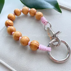 PINEROSA☆ウッドビーズ ストラップ スマホ ハンド ストラップ 天然 木 製 ビーズ ウォレット チェーン キーホルダー バッグチャーム ベイビー ブランケットク シューズ クリップ 犬 猫 手首 ブレスレット 携帯 リスト ストラップ KASUGAR