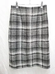 ◇ ROPE PICNIC ロペピクニック ツイード 膝下丈 タイト スカート サイズ38 ブラック ホワイト ゴールド レディース P  【1408200005044】