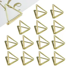 ゴールド 24個セットメモスタンド, BetterJonny 金属三角クリップ 文房具カードスタンド メモホルダー メモクリップ ホルダー スタンド カードスタンドミニフォトスタンド結婚式パーティー用メタルメモホルダー誕生日ゴールド