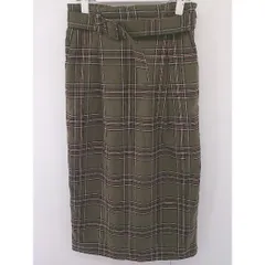 ◇ ◎ LOWRYS FARM ローリーズファーム ベルト付 チェック ロング タイト スカート サイズL カーキ レディース  【中古】 【1206170011535】