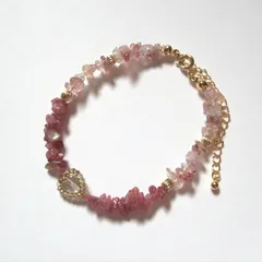 ピンクトルマリンとストロベリークォーツのブレスレット　vol.2 #157
