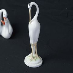 砥部焼 鶴 2羽 古美術 骨董 日本庭園 オブジェ 砥部焼 鶴 2羽セット 古美術 骨董 日本庭園置物 オブジェ 昭和レトロ