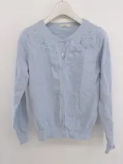 ◇ Techichi テチチ 装飾 ビジュー 刺繍 長袖 ニット カーディガン サイズM ブルーグレー系 レディース P  【1302100002540】