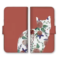 AQUOS R9 SH-51E ケース 手帳型 アクオス R9 スマホケース 携帯ケース 猫 ねこ ネコ シルエット 花柄 お花 フラワー くすみカラー かわいい 大人可愛い 大人女子 カラー01