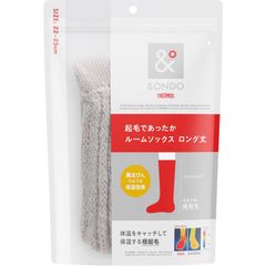 &ONDO アンドオンド 起毛であったかルームソックス ロング丈 22-25cm グレー 魔法びんのような保温効果 冷え対策 防寒 冬 あったかグッ