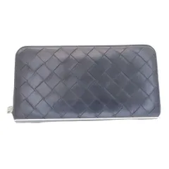 【中古】BOTTEGA VENETA ボッテガ・ヴェネタ イントレチャート ジップアラウンド ウォレット カラー:ネイビー(濃紺)/グリーン メンズ レディース ユニセックス プレゼント 普段使い 旅行用 A2502687【無料ギフトラッピング承ります】