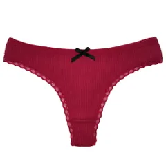 Tバック レディース プチプラ 綿 コットン リブあみ ストレッチ 伸びる リボン シンプル 無地 スポーツ ショーツ インナー ジム 黒 赤 緑 rt-026