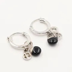 美品 エンポリオアルマーニ シルバー×ブラック 箱付 ピアス OGH 2000000
