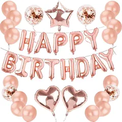 誕生日 飾り付け風船 ハッピーバースデー 飾り バースデー バルーン 誕生日バルーン女の子 子供 ティーンエイジャー 女の子 大人のための 誕生日飾り付け 環境に優 しくて楽しい ローズゴールド風船キット 新年 SS6CG