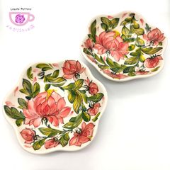 お花のボウル　フラワーボウル　20cm　ピンクの芍薬模様　ポーランド食器　ミレナ