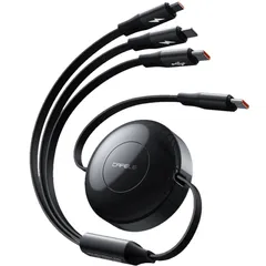 新品 未使用 USB-C to USB-C ケーブルPD対応100W/5A 3in1 自由式巻き取り充電ケーブル CAFELE QC4.0 超急速充電USBケーブルマルチ 充電ケーブル usb type c マイクロusb 1.25mブラック 黒（YI2）