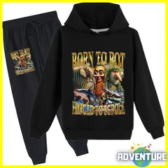 Tung Tung Tung Sahur トゥントゥントゥン サフール 長袖 パーカー 100 110 120 130 140 150 160 黒ブラック セットアップ 上下セット 男の子 トップス 子供服キッズ服イタリアンブレインロットtspsu3