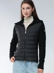 MONCLER (モンクレール) ニット切り替え フルジップ 襟付き ダウンジャケット