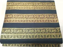 平和屋着物●九寸開き名古屋帯　横段葡萄蔦の葉文　金糸　正絹　逸品　CAAX9433yk