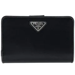 PRADA 二つ折り 1ML225 サフィアーノ ブラック 極美品 PRADA プラダ 二つ折り財布 1ML047 QWA ZLPレディース