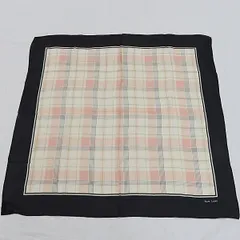 美品 ラルフローレン チェック柄 ブラック×ベージュ 100％シルク レディーススカーフ  2000000 NSK MTM