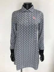 【USED】efficace エフィカス ポリエステル 長袖 ワンピース ジオメトリック柄 総柄 ワッペン グレー系 レディース 2 M ゴルフウェアのサムネイル