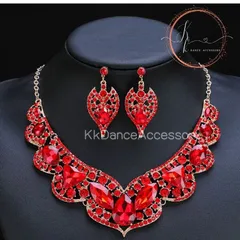 ルビーレッド・マジェスティック・ネックレス ピアス セット 発表会  結婚式 イベント 衣装 宝飾 エレガント