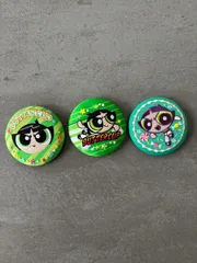 パワーパフガールズ　刺繍缶バッジビスケット　バターカップ　3つセット
