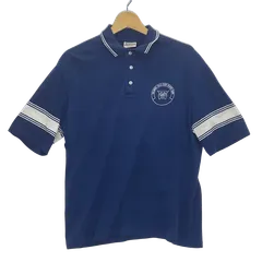 90's/90年代 PRINT-ONS USA製 カレッジ ポロシャツ 半袖 ポロシャツ ワンポイントプリント USA製 メンズ ネイビー