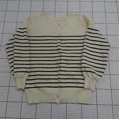 ◇ ⊇ Discoat ディスコート ボーダー 長袖 ニット カーディガン サイズF アイボリー ブラック系 レディース E  【1508060014788】