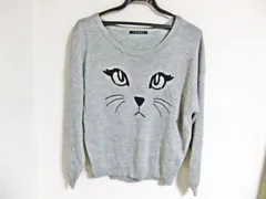 INGNI アクリル ニット サイズM グレー 黒 猫  丸首 イング レディース
