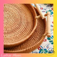 ラタントレー 北欧 丸型 籐 韓国 インテリア シンプル おぼん バスケット