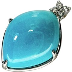 トルコ石 9.55ct ダイヤモンド 0.08ct ペンダントトップ K18WGホワイトゴールド 18金  4.9g レディース 【中古】【真子質店】【NN】