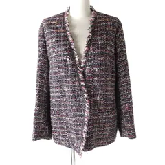 未使用品△正規品 ETRO エトロ 2017年 ミックスツイード ノーカラー ジャケット レディース ブラック×マルチカラー 48 イタリア製 タグ付のサムネイル