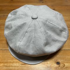ハンドメイド　ビッグキャスケット　グレーベージュ　リネン　春夏　サイズオーダー　メンズ　レディース　ココナッツ