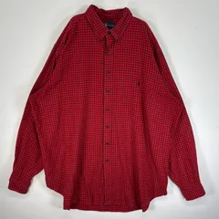 古着 ラルフローレン RALPH LAUREN 長袖シャツ フランネル 大きいサイズ ロゴ 刺繍 2XLT  レッド系 チェック メンズ
