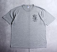 【RUSSELL ATHLETIC】90s～00s USA製 ラッセルアスレチック シングルステッチ Tシャツ 企業ロゴ 杢グレー バインダーネック