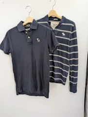 【未使用タグ付き】Abercrombie & Fitch メンズSサイズ 2枚セット ポロシャツ＆長袖Tシャツ ネイビー