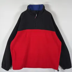 古着 90's/90年代 トミーヒルフィガー TOMMY HILFIGER ハーフジップフリースジャケット トレーナー プルオーバー  ビッグロゴ L  レッド メンズ